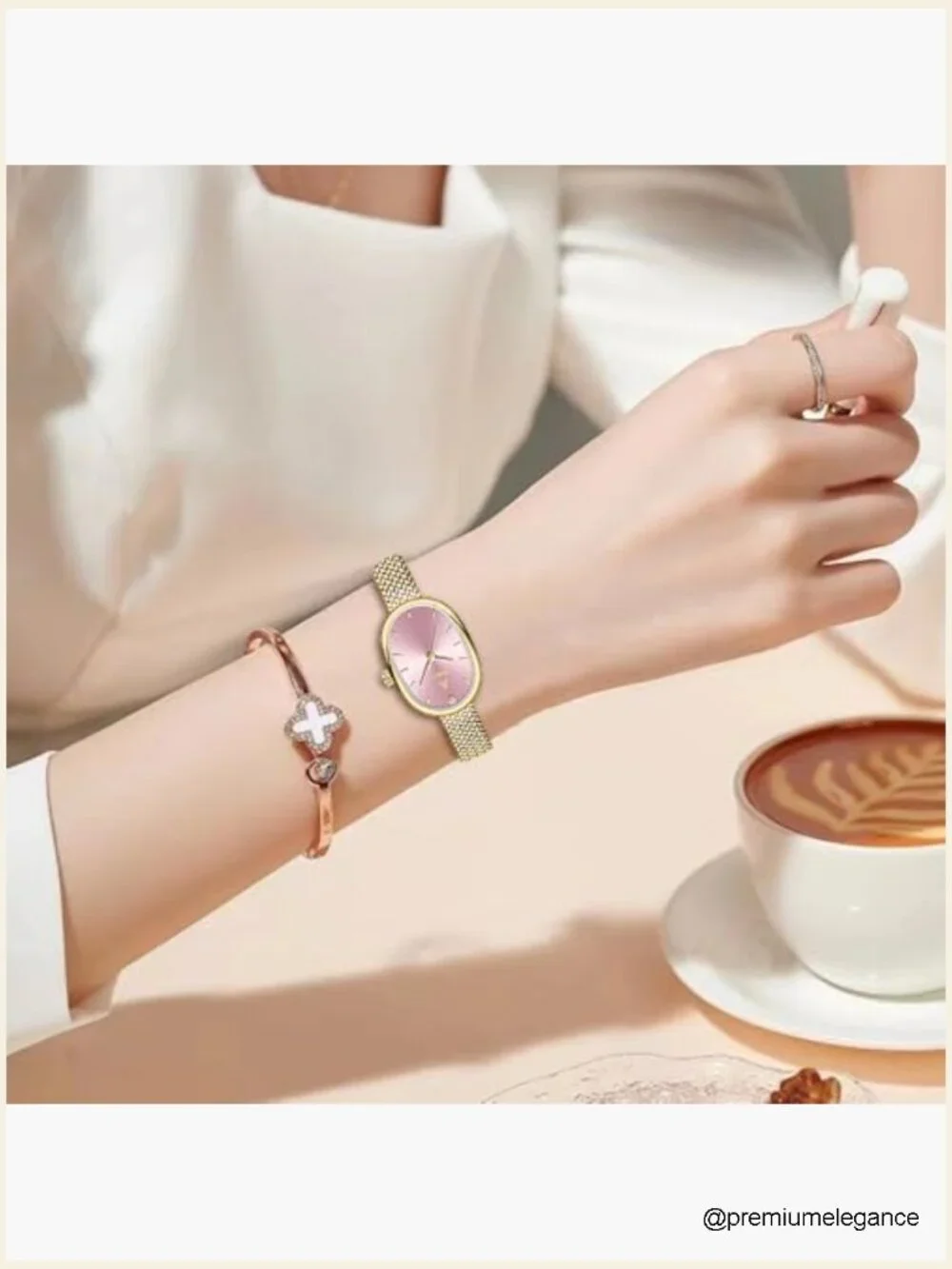 Vintage Oval Gold Wrist Watch for Women, Waterproof Elegant Bracelet Watch,